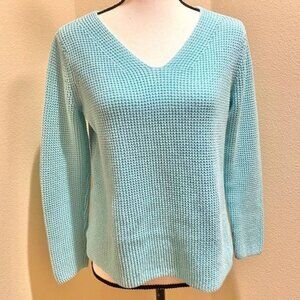 Tommy Bahama Mint Sweater, Crocheted Look, V-Neck, Size Med